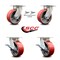 Service Caster 5 Inch Kingpinless Red Poly on Steel Wheel Caster Swivel Locks 2 Brakes, 2PK SCC-KP30S520-PUR-RS-BSL-2-SLB-2 - alternate 2